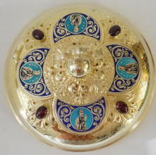 Ornate French antique solid silver gilt Gothic Chapel Set